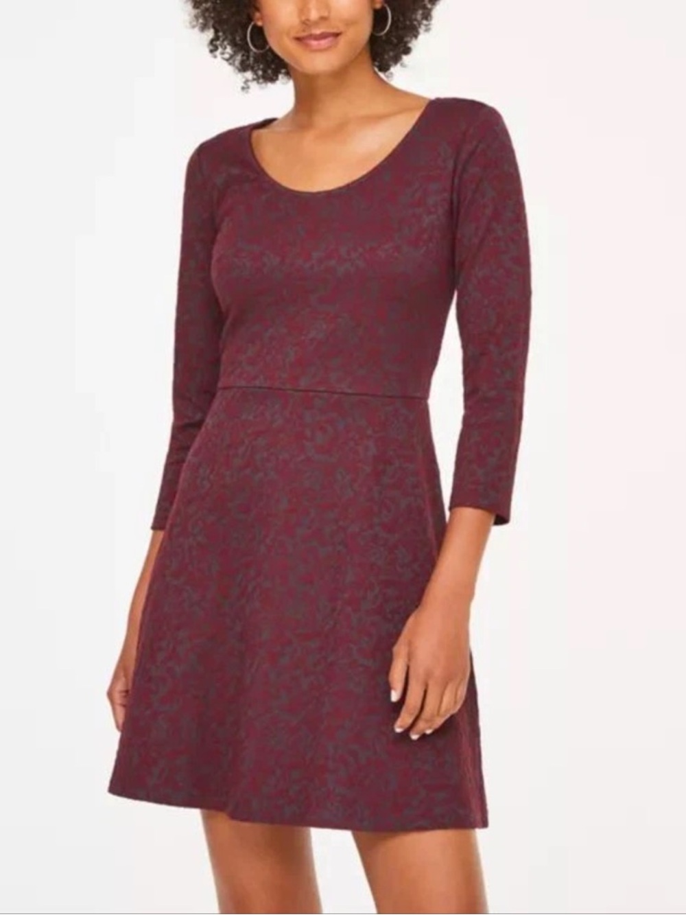 Loft Floral Jacquard Fit & Flare Dress - Size 12